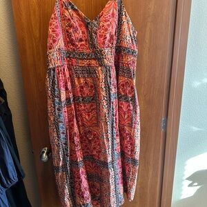 Old Navy Pink and Black Midi Dress